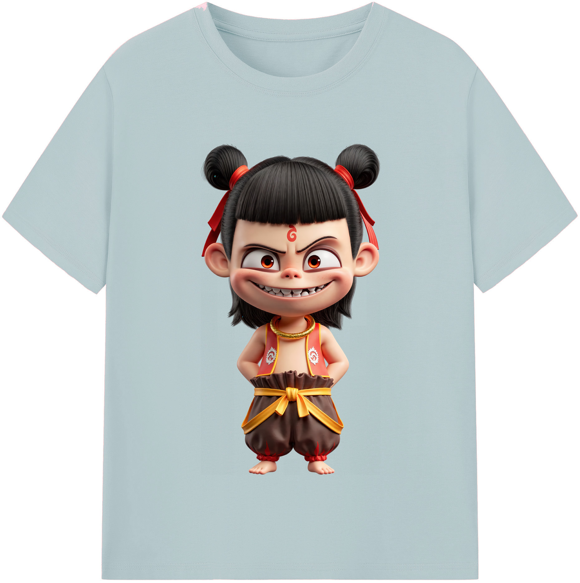 （画像用） Ne Zha 2 ナタ 魔童の大暴れ 綿100％半袖Tシャツ（フロントプリント）